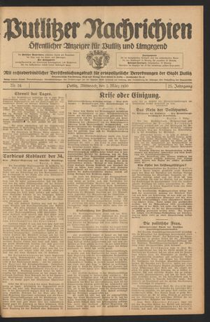Putlitzer Nachrichten vom 05.03.1930