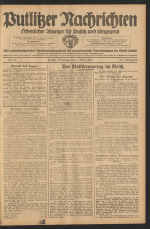 Putlitzer Nachrichten vom 18.03.1930