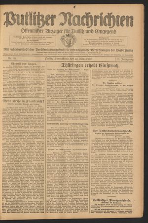 Putlitzer Nachrichten vom 22.03.1930