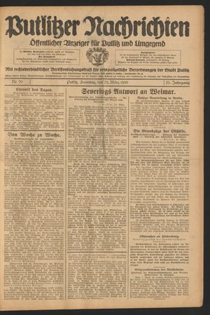Putlitzer Nachrichten vom 23.03.1930