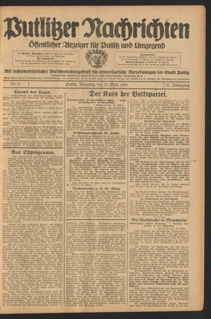 Putlitzer Nachrichten on Mar 25, 1930