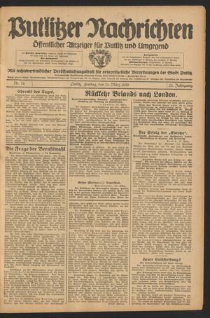 Putlitzer Nachrichten vom 28.03.1930