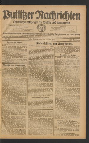 Putlitzer Nachrichten vom 03.04.1930