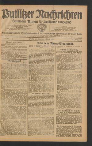 Putlitzer Nachrichten on Apr 4, 1930