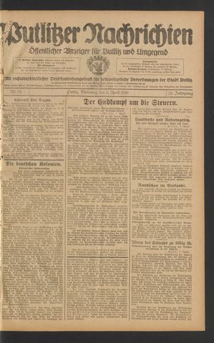 Putlitzer Nachrichten on Apr 8, 1930