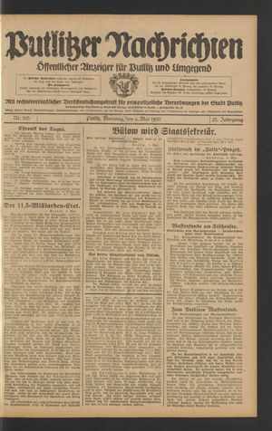 Putlitzer Nachrichten vom 06.05.1930