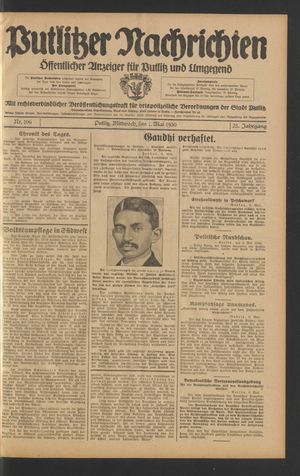 Putlitzer Nachrichten vom 07.05.1930