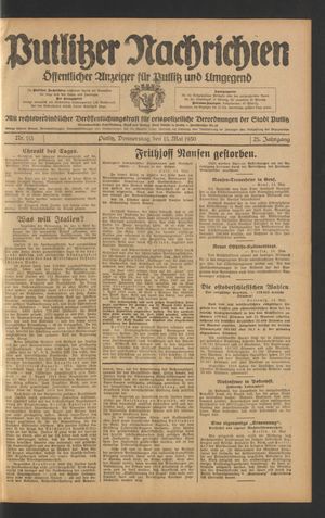 Putlitzer Nachrichten vom 15.05.1930
