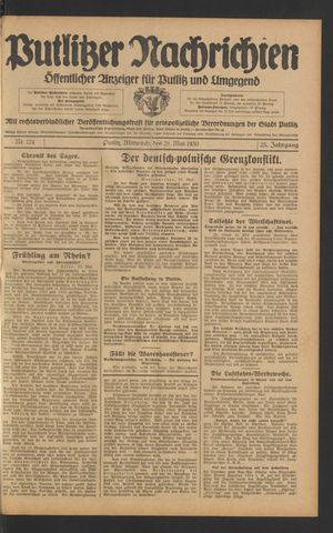 Putlitzer Nachrichten vom 28.05.1930