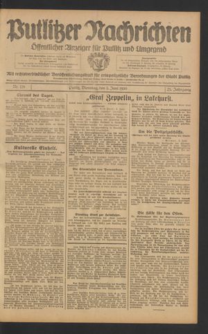 Putlitzer Nachrichten vom 03.06.1930