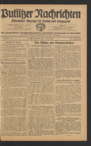 Putlitzer Nachrichten vom 04.06.1930