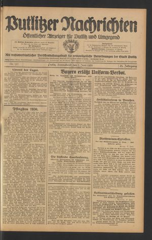 Putlitzer Nachrichten vom 07.06.1930