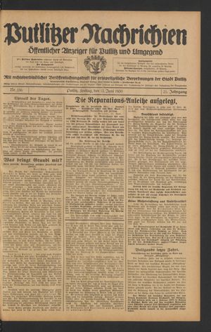Putlitzer Nachrichten vom 13.06.1930