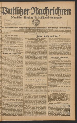 Putlitzer Nachrichten vom 03.07.1930