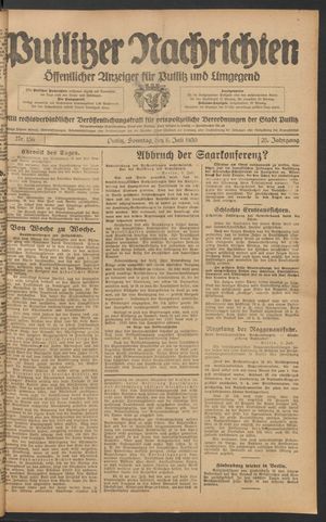 Putlitzer Nachrichten vom 06.07.1930