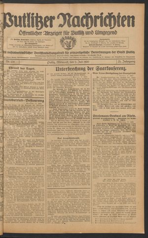 Putlitzer Nachrichten vom 09.07.1930