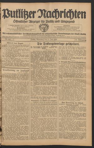 Putlitzer Nachrichten vom 15.07.1930