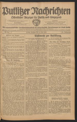 Putlitzer Nachrichten vom 18.07.1930