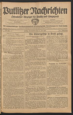 Putlitzer Nachrichten vom 19.07.1930