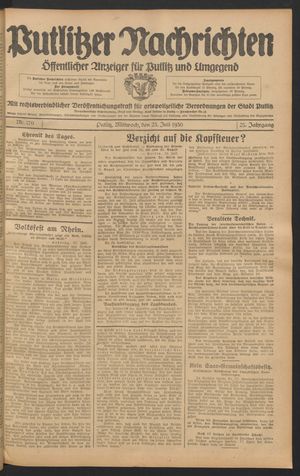 Putlitzer Nachrichten vom 23.07.1930