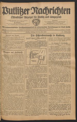 Putlitzer Nachrichten vom 25.07.1930