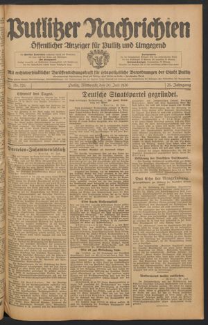 Putlitzer Nachrichten vom 30.07.1930