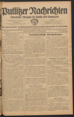 Putlitzer Nachrichten vom 19.08.1930