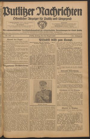 Putlitzer Nachrichten vom 29.08.1930
