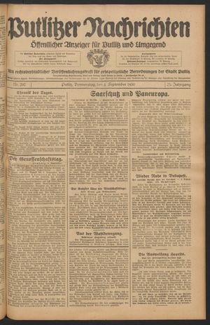 Putlitzer Nachrichten vom 04.09.1930