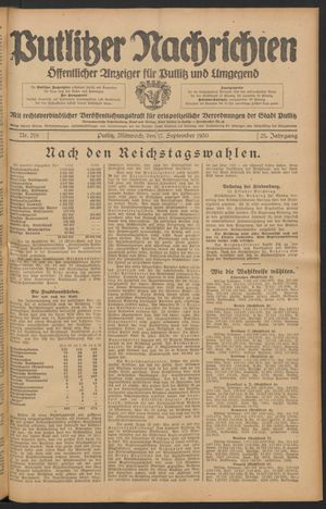 Putlitzer Nachrichten vom 17.09.1930