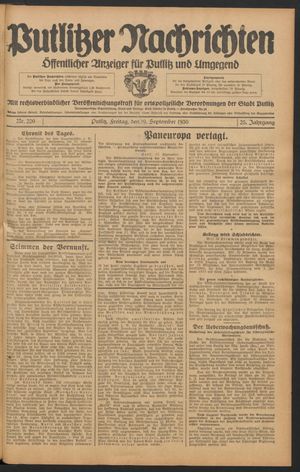 Putlitzer Nachrichten vom 19.09.1930