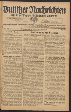 Putlitzer Nachrichten vom 20.09.1930