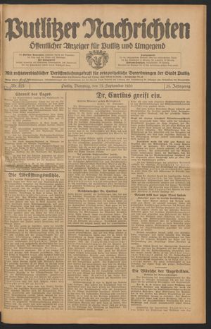 Putlitzer Nachrichten vom 23.09.1930