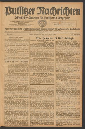 Putlitzer Nachrichten vom 08.10.1930