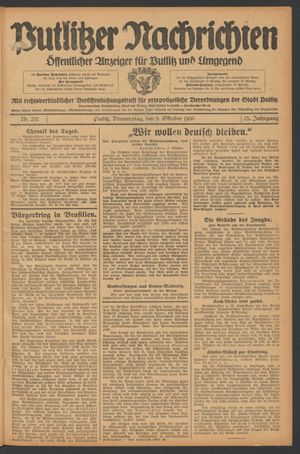 Putlitzer Nachrichten vom 09.10.1930