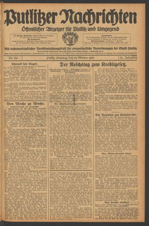 Putlitzer Nachrichten vom 19.10.1930