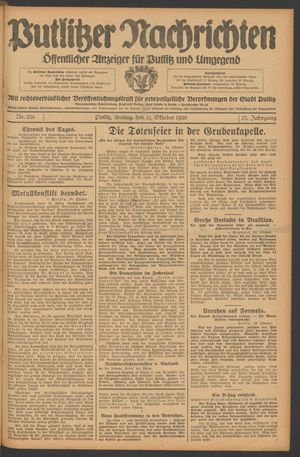 Putlitzer Nachrichten vom 31.10.1930