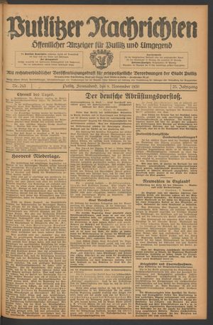 Putlitzer Nachrichten vom 08.11.1930