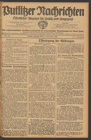 Putlitzer Nachrichten vom 14.11.1930