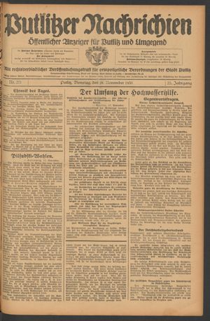 Putlitzer Nachrichten vom 18.11.1930