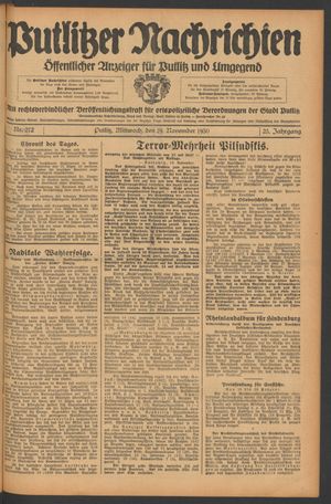 Putlitzer Nachrichten vom 19.11.1930