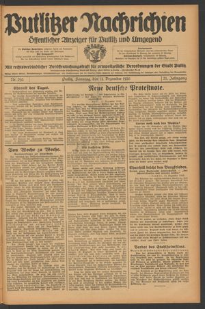 Putlitzer Nachrichten vom 14.12.1930