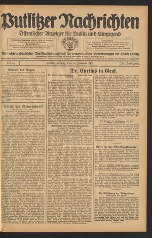 Putlitzer Nachrichten on Jan 16, 1931