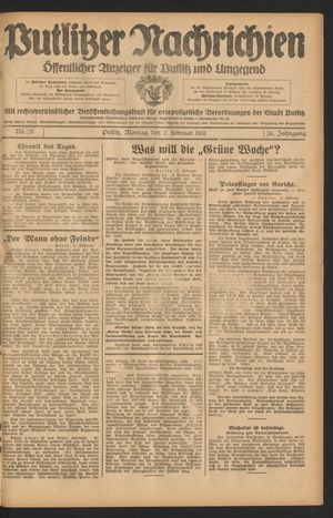 Putlitzer Nachrichten vom 02.02.1931