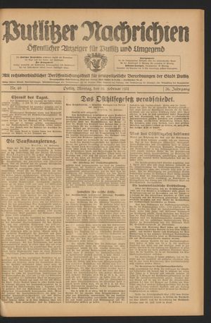 Putlitzer Nachrichten on Feb 16, 1931