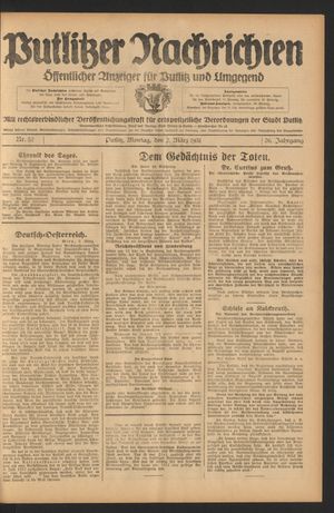 Putlitzer Nachrichten on Mar 2, 1931