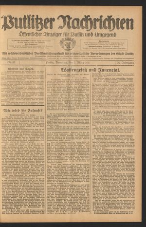 Putlitzer Nachrichten on Mar 3, 1931