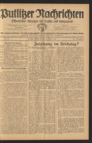 Putlitzer Nachrichten vom 04.03.1931