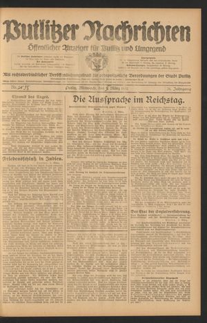 Putlitzer Nachrichten vom 05.03.1931