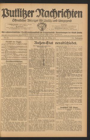 Putlitzer Nachrichten vom 18.03.1931